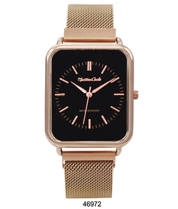 Montres Carlo Rose Gold Stainless Steel Mesh Band Watch with Magnetic Strap and Black Dial